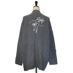 The Beach People Twin Palms Womens Cardigan Size XS/S Gray Open Front Sweater